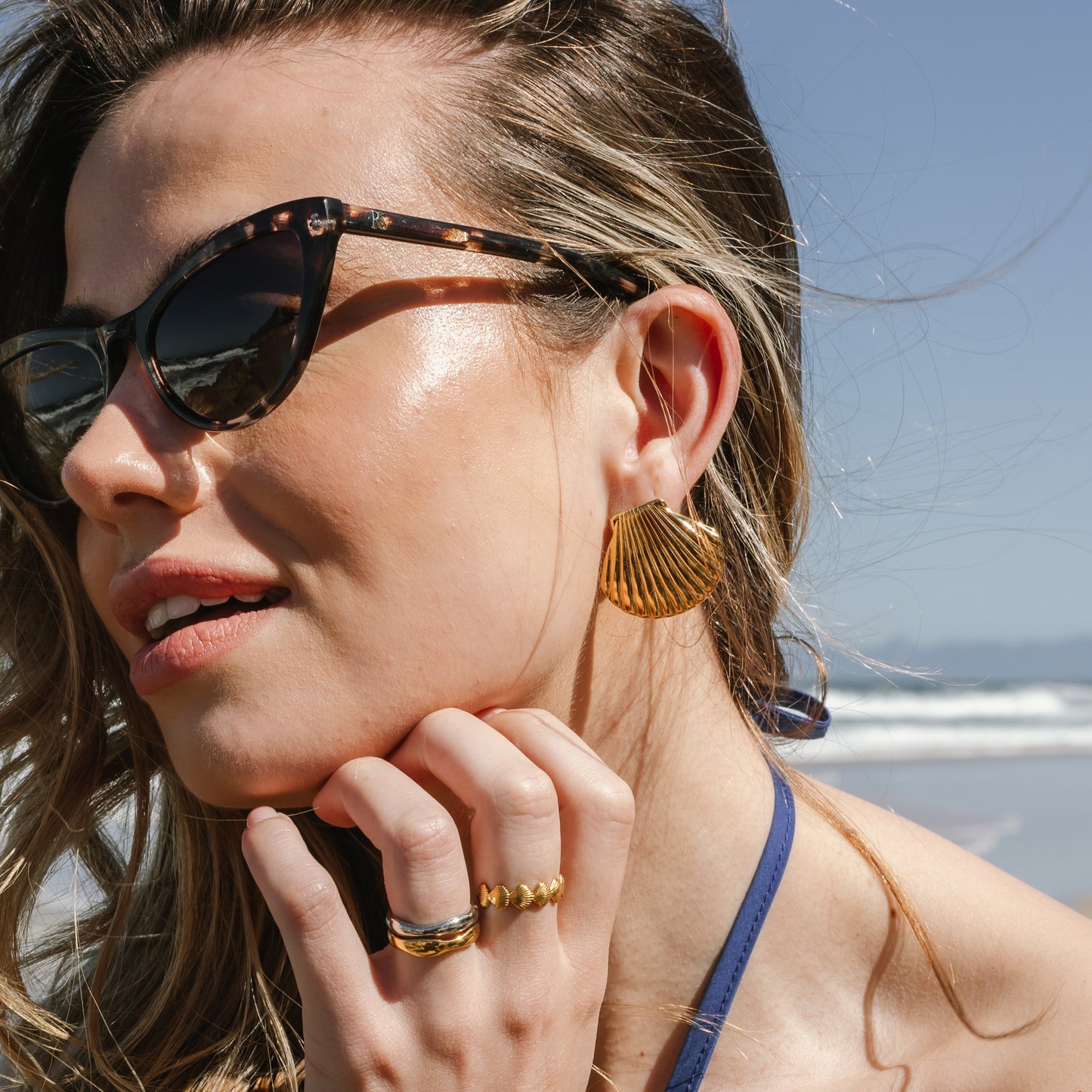 Large Seashell Studs