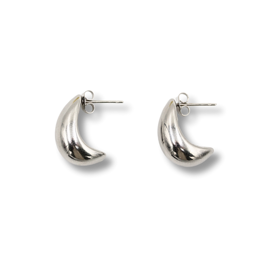 Curved Drop Earrings Silver
