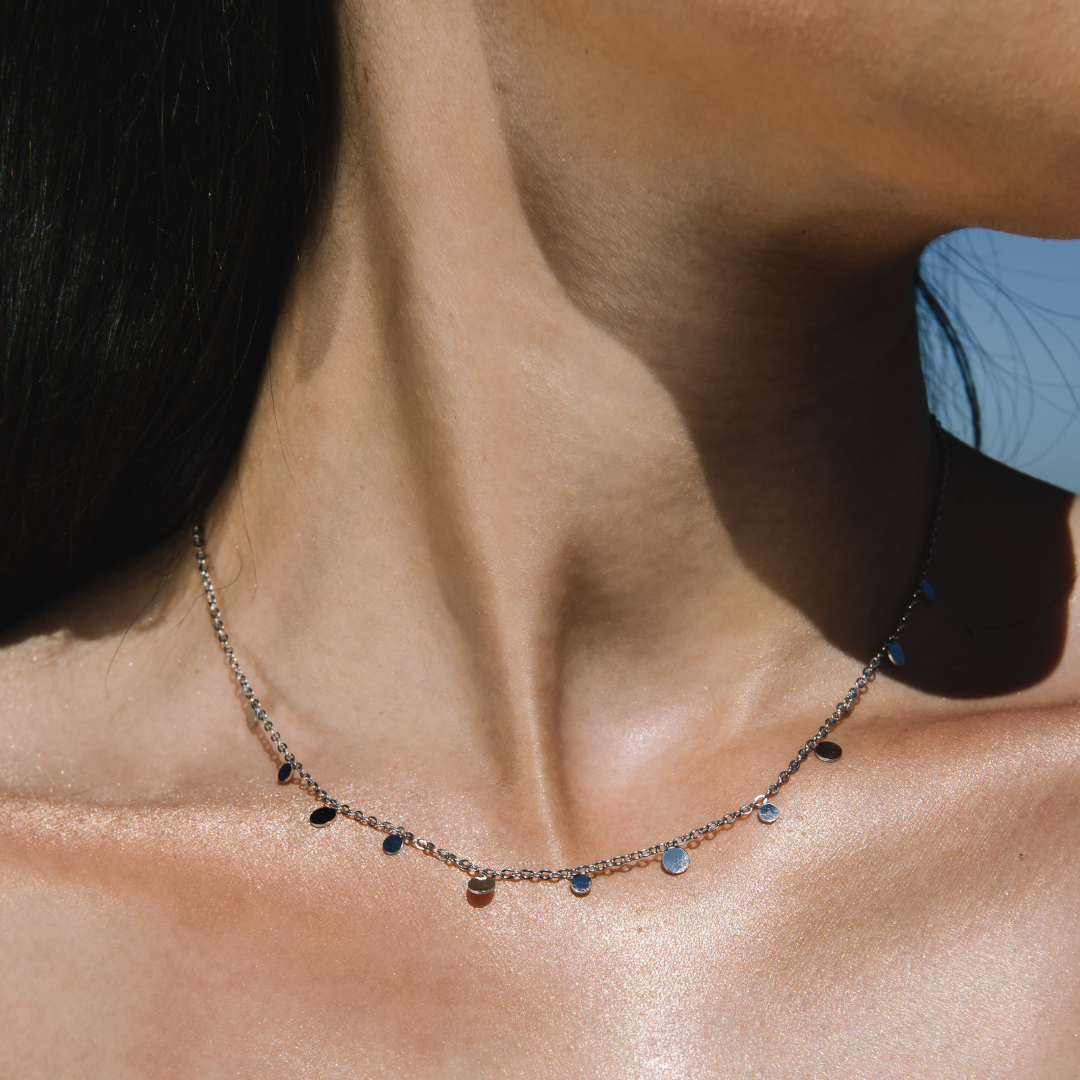 Circle Disc Necklace Silver