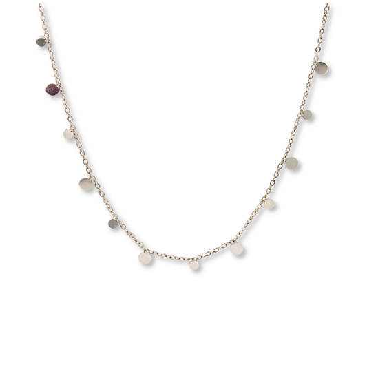 Circle Disc Necklace Silver