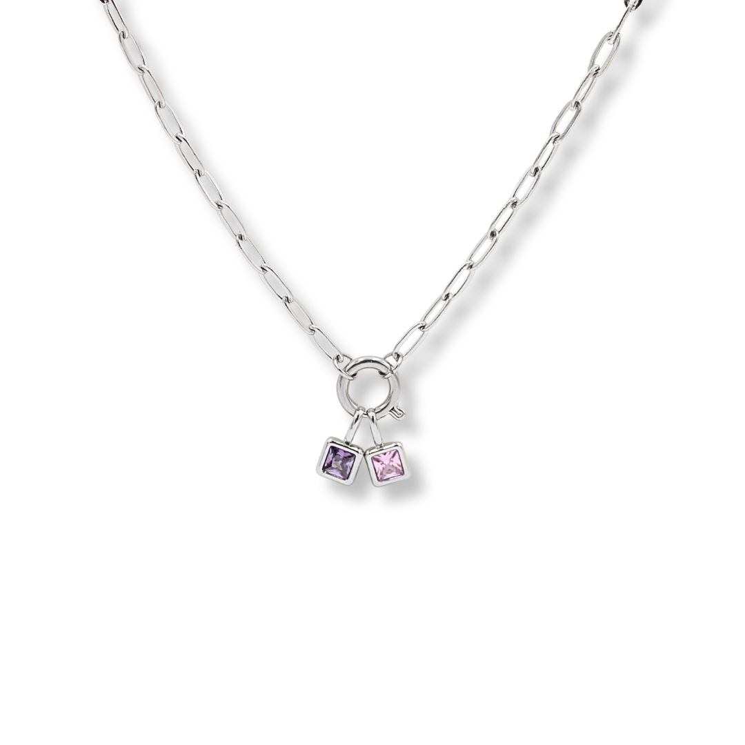 Birthstone Necklace Silver