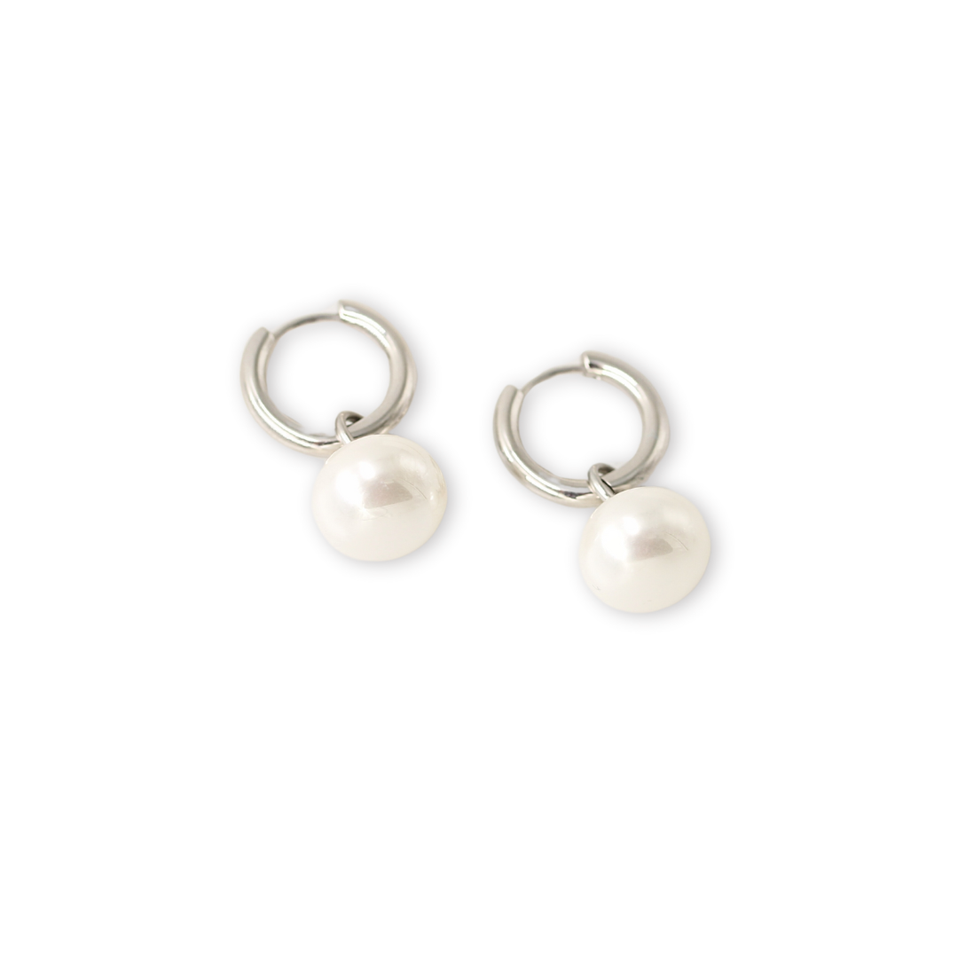 Staple Pearl Hoops Silver