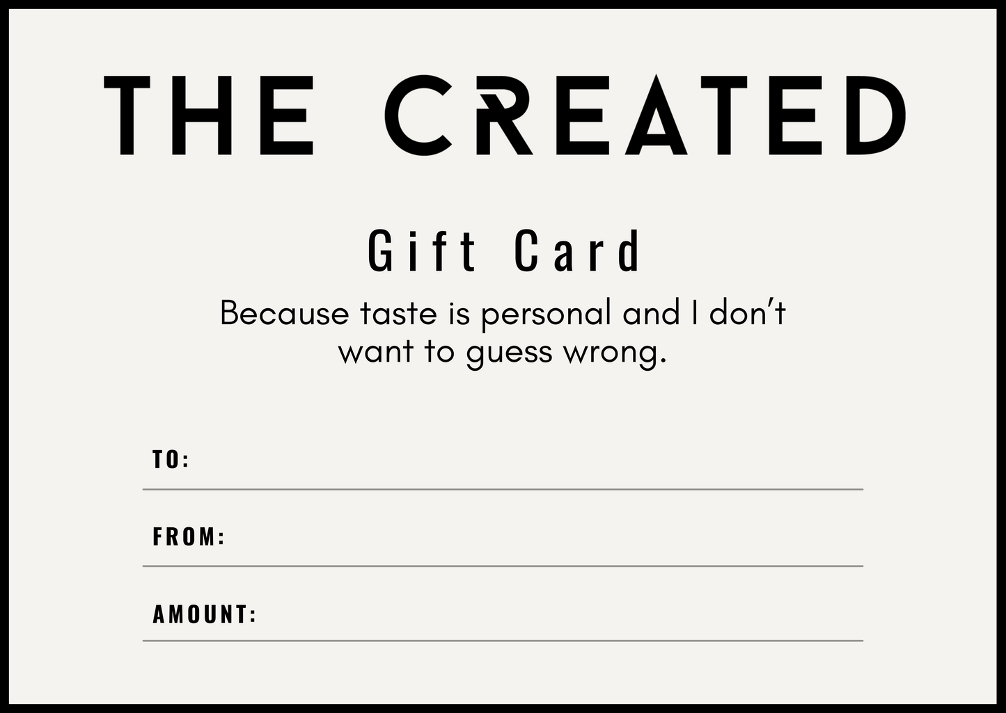 The Created Gift Card