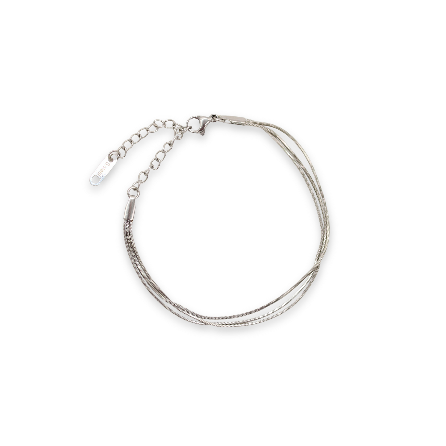 Thin Triple Snake Bracelet Silver