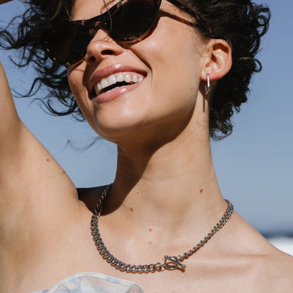 Bulky Clasp Necklace Silver