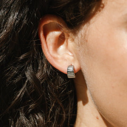 Petite Ripple Hoops Silver