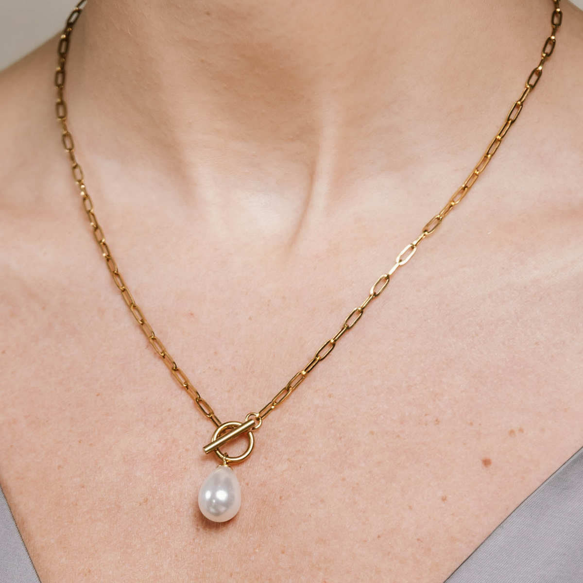 Pearl Paperclip Necklace
