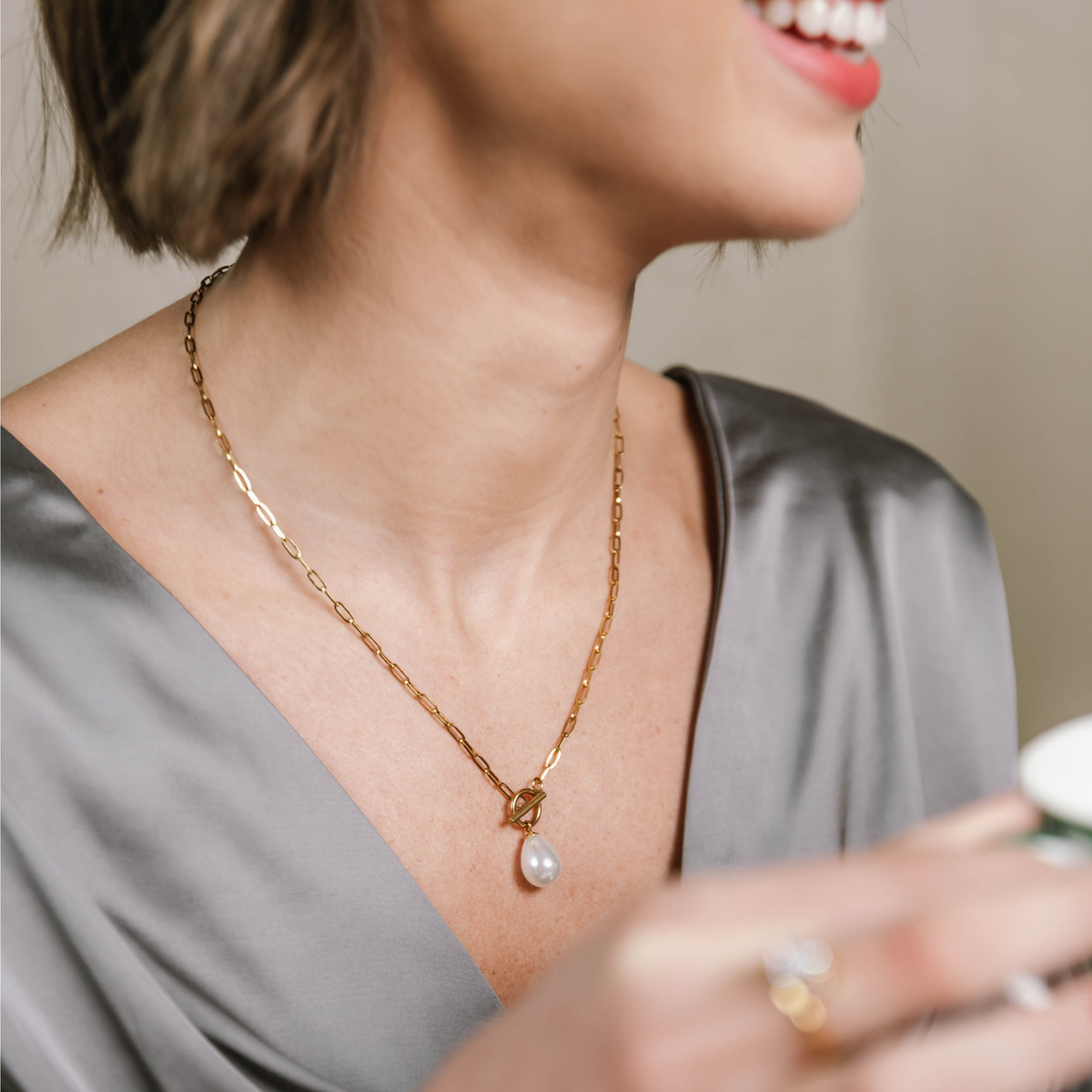 Pearl Paperclip Necklace
