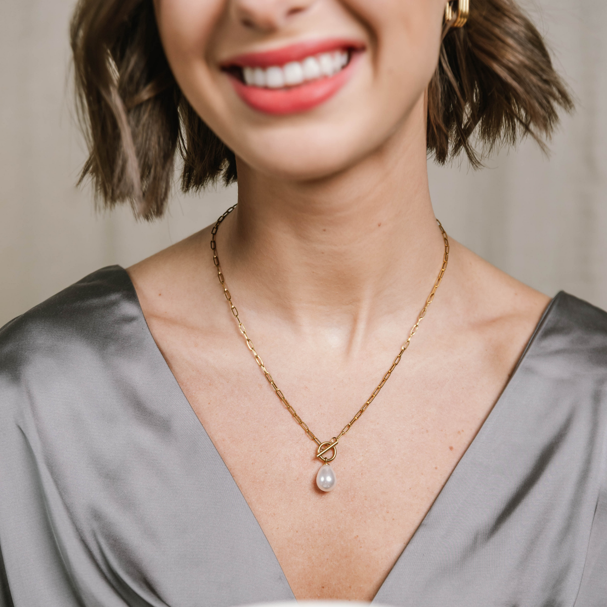 Pearl Paperclip Necklace