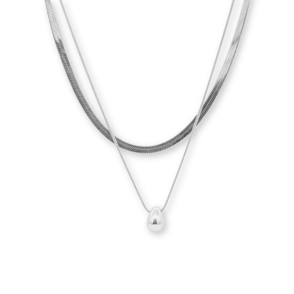 Layered Pendant Necklace Silver