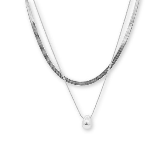 Layered Pendant Necklace Silver