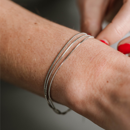 Thin Triple Snake Bracelet Silver