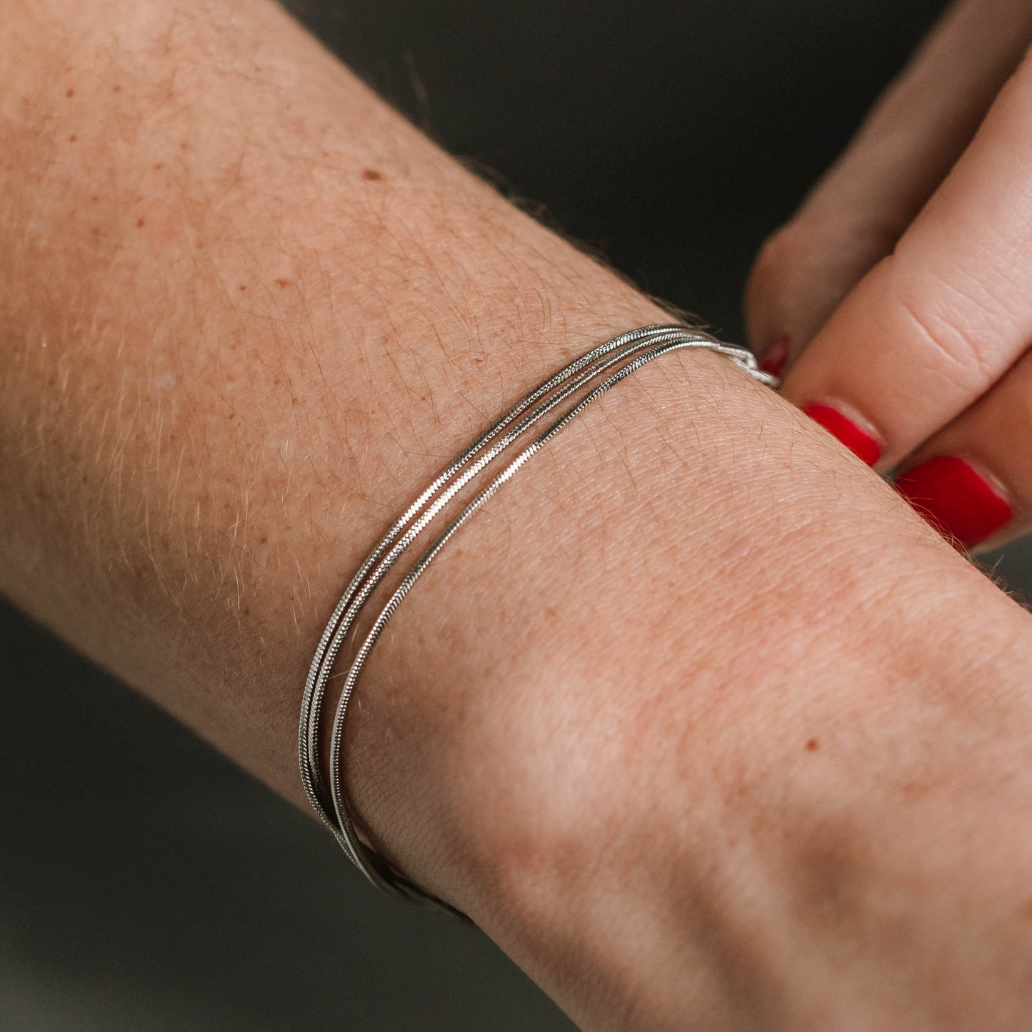 Thin Triple Snake Bracelet Silver