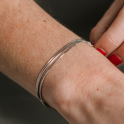 Thin Triple Snake Bracelet Silver