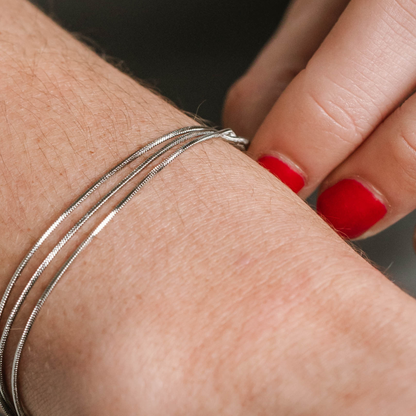 Thin Triple Snake Bracelet Silver