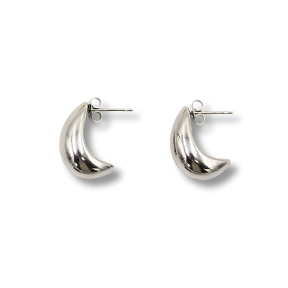 Curved Drop Earrings Silver