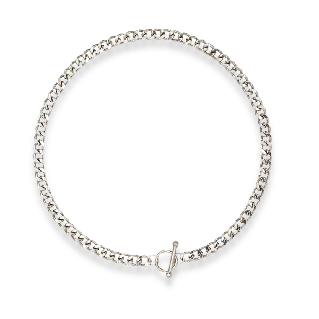 Bulky Clasp Necklace Silver