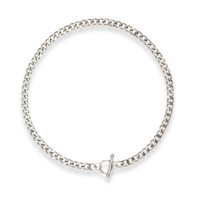 Bulky Clasp Necklace Silver