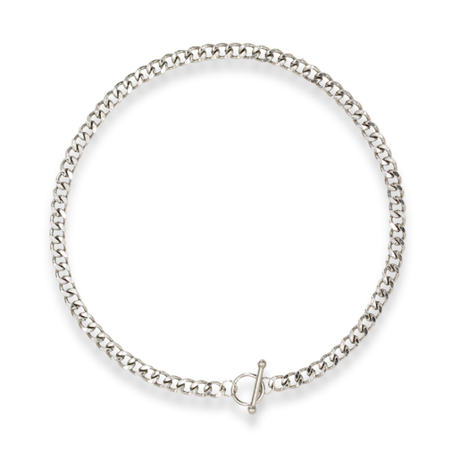 Bulky Clasp Necklace Silver
