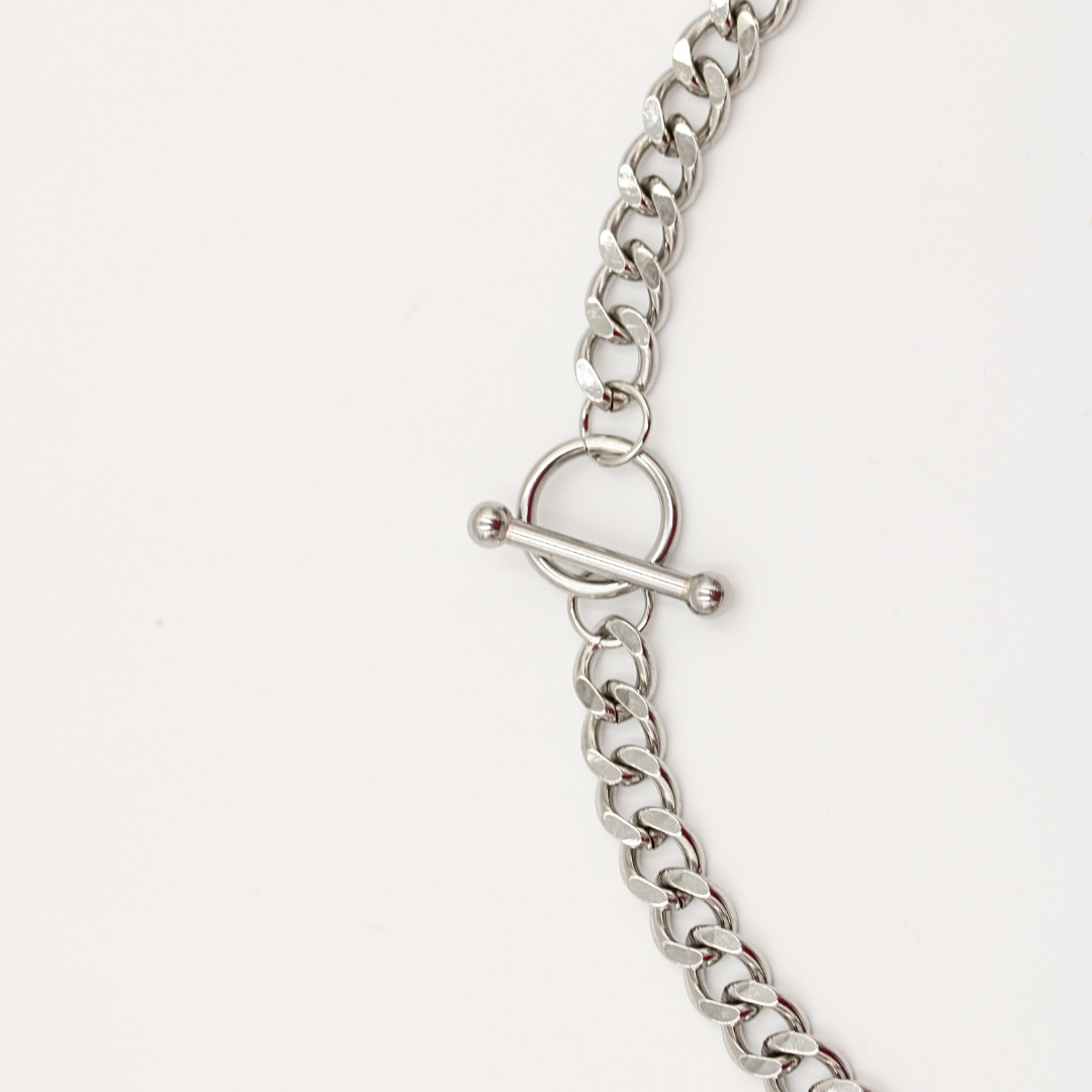 Bulky Clasp Necklace Silver