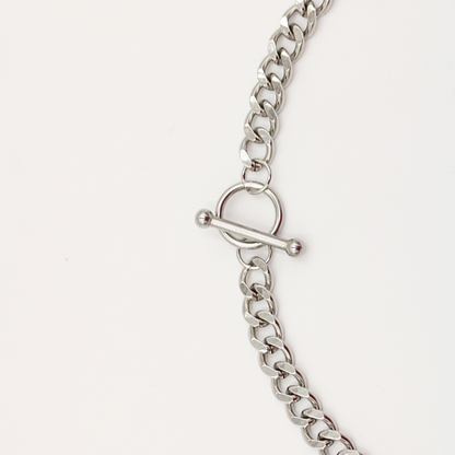 Bulky Clasp Necklace Silver