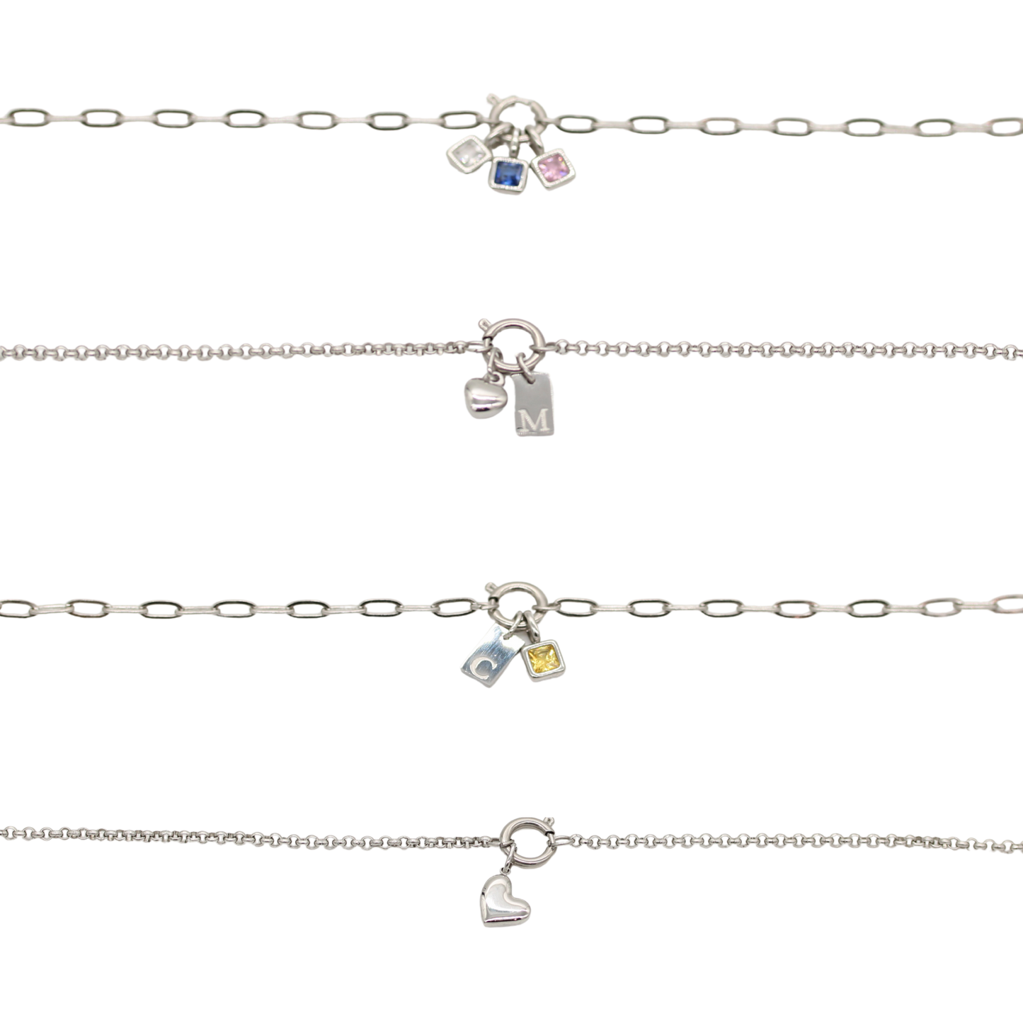 Clasp Charm Necklace Silver