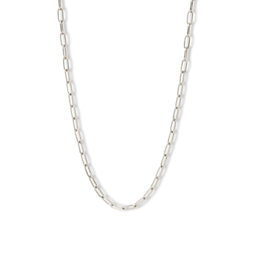 Dainty Paperclip Necklace Waterproof Silver