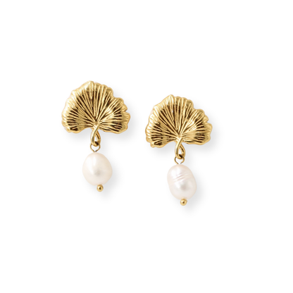 Pearl Gingko Leaf Earrings