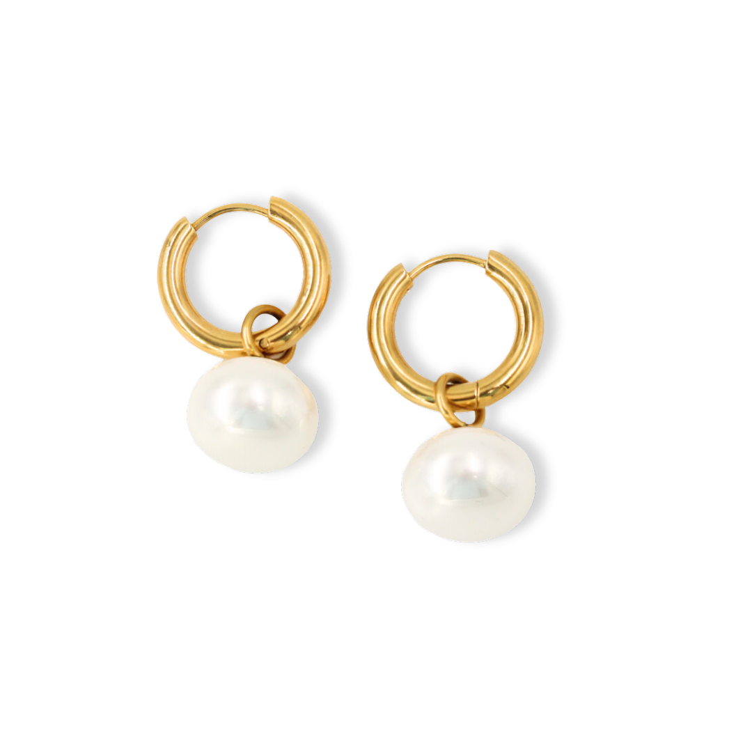 Staple Pearl Hoops Gold