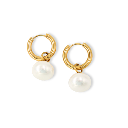 Staple Pearl Hoops Gold