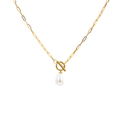 Single Pearl Paperclip Necklace