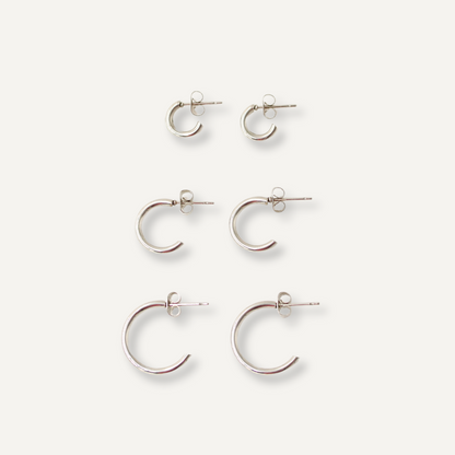 Plain Hoops (10/15/20mm) Waterproof Silver