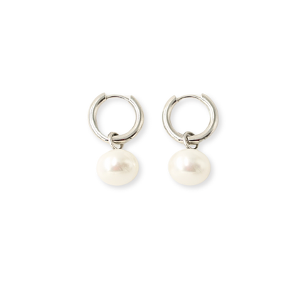 Staple Pearl Hoops Waterproof Silver