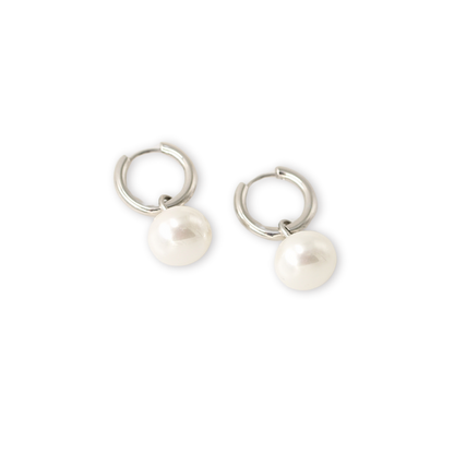 Staple Pearl Hoops Waterproof Silver