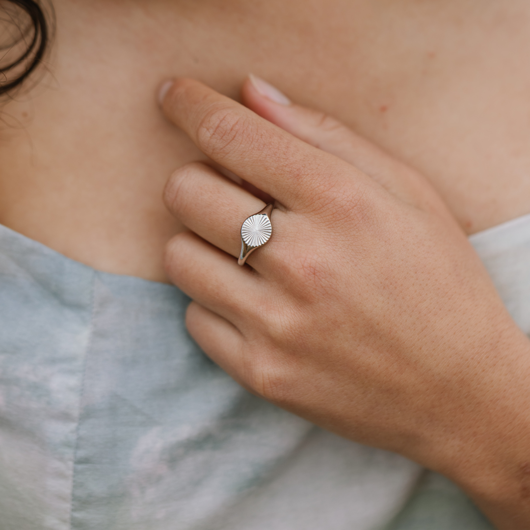 Pre-Order: Textured Signet Ring Silver