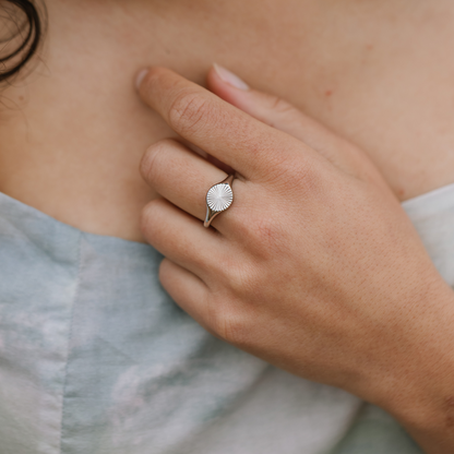 Pre-Order: Textured Signet Ring Silver