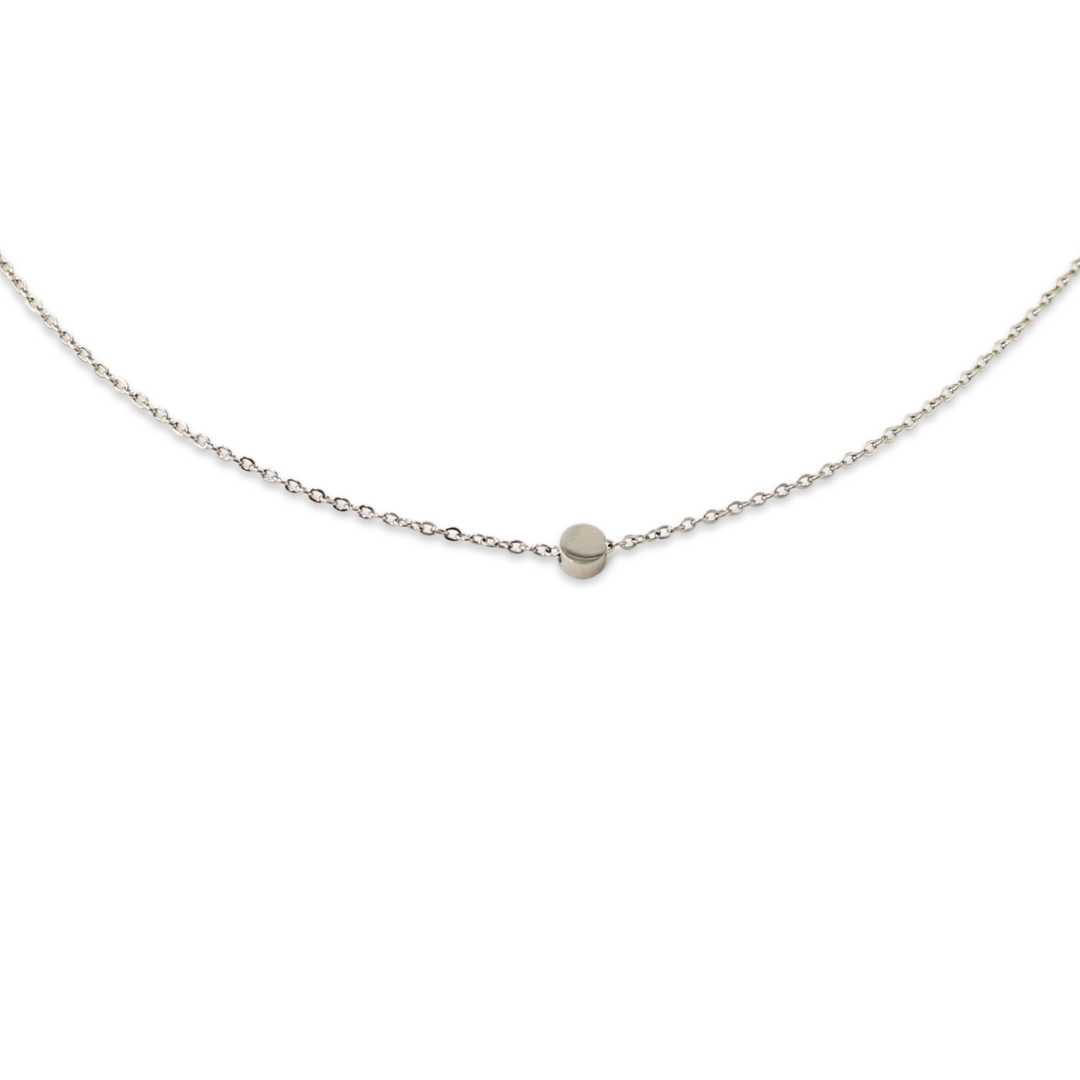 Sliding Round Disc Necklace Waterproof Silver