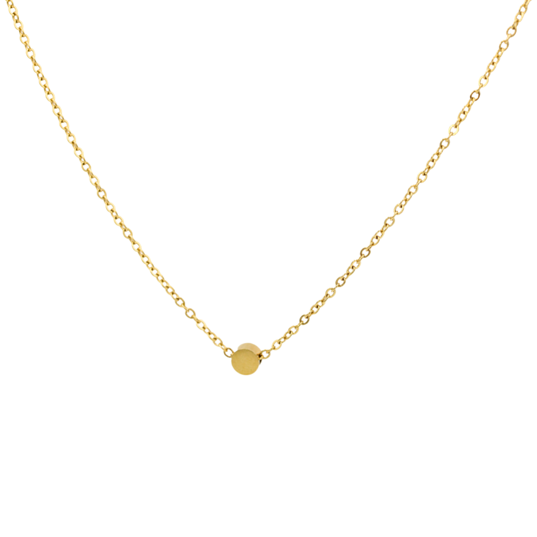 Sliding Round Disc Necklace Gold